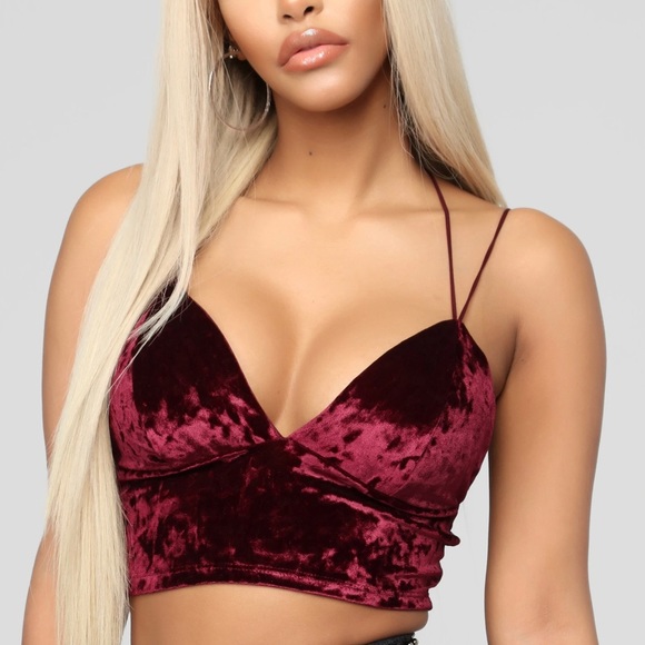 Fashion Nova Tops - Brand New Stretchy Velvet Crop Top Fashion Nova